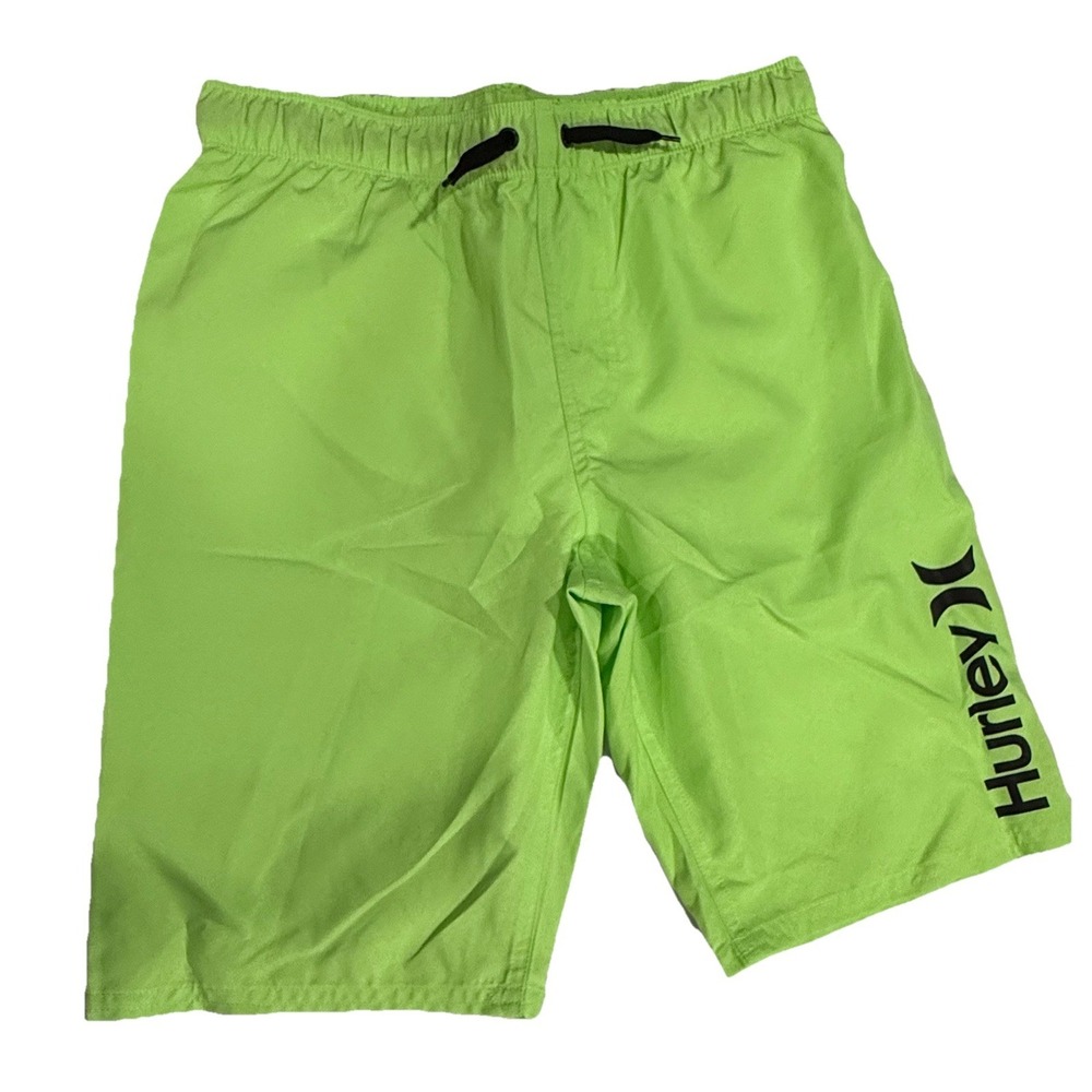 Boys Neon Green Hurley Swim Trucks Lined Size Large